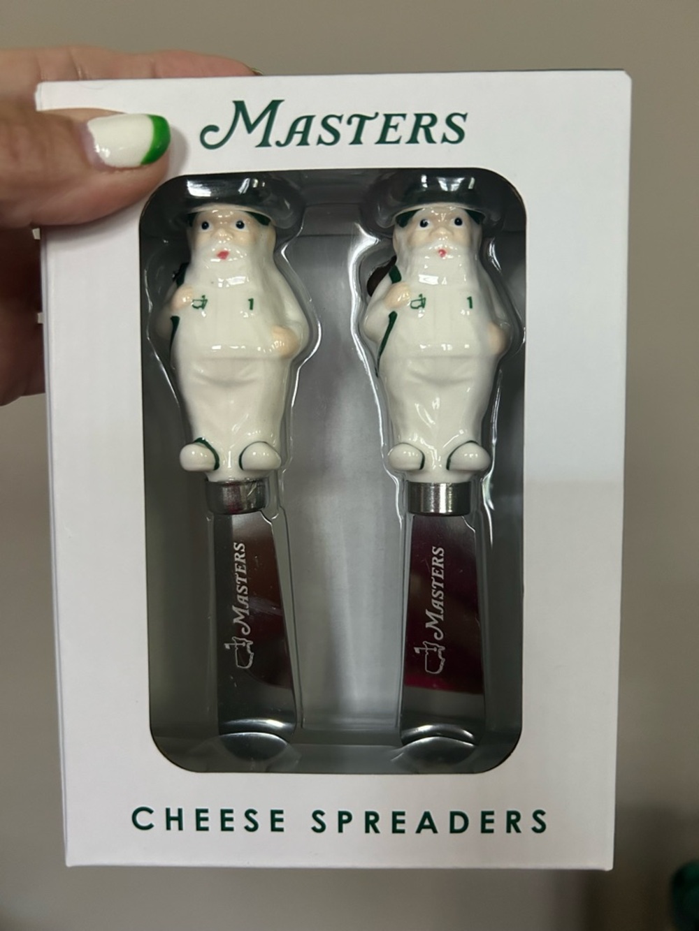 NWT…Masters Golf Ceramic Figure Cheese Spreaders - White & Green